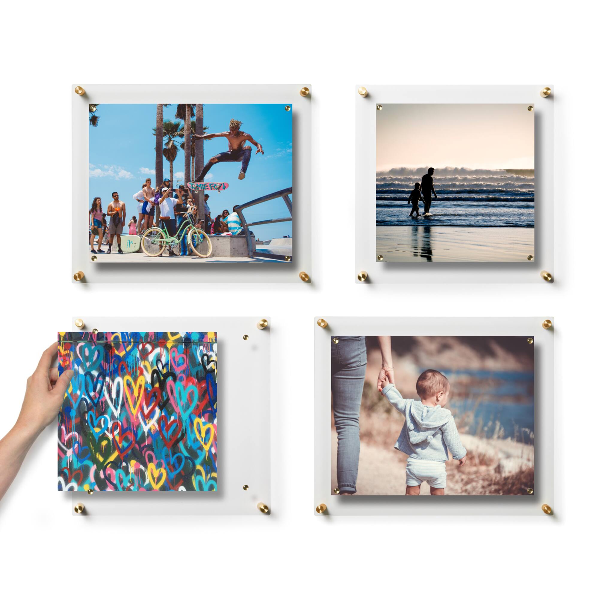 Wexel Art Mixed Single Panel Acrylic Floating Wall Frames & Magnets Set of 4